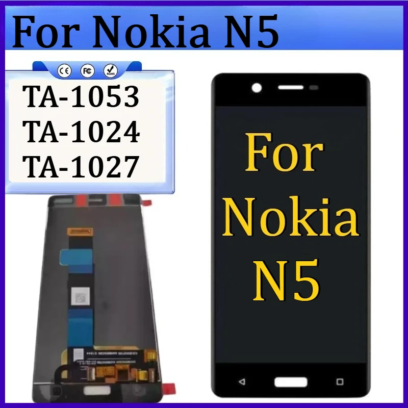 

New TFT LCD for Nokia N5 Lcd TA-1053 TA-1024 TA-1027 Lcd Display Touch Screen Digitizer NO Frame