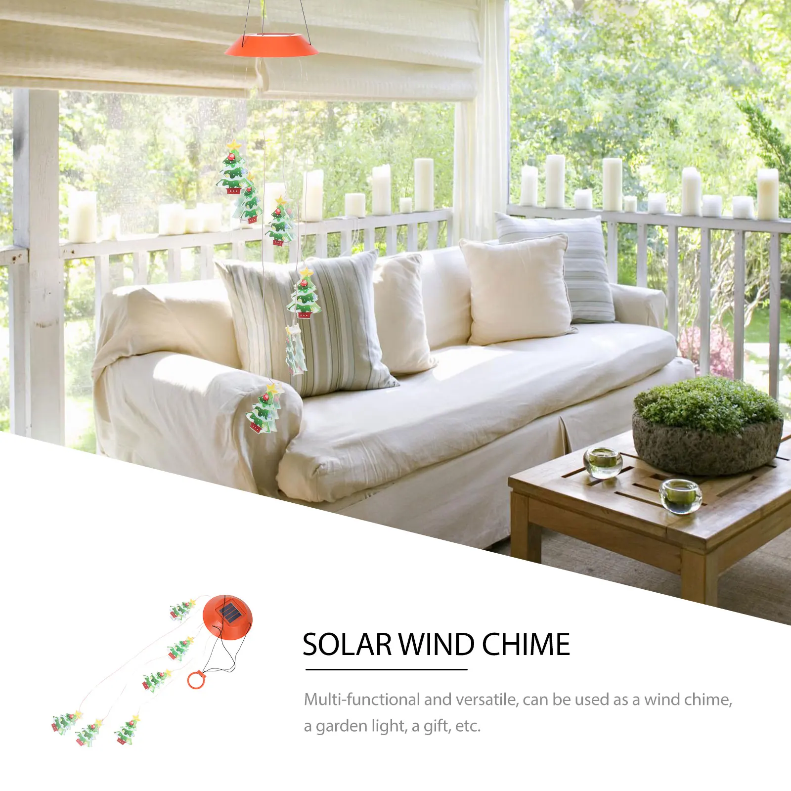 

Powered Christmas Tree Wind Chime Light Outdoor Decor Chimes Solar Lights Ornaments Garden