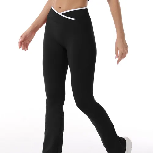 Pantalones deportivos acampanados de Yoga para mujer, mallas con corte de bota y cintura cruzada, levantamiento de glúteos, Control de barriga, entrenamiento, Fitness