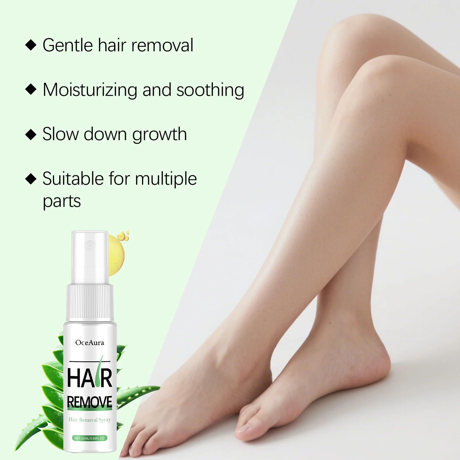 Painless Hair Removal Spray Permanant Underarm Legs Hair Growth Inhibitor Refreshing Spray For Men Women Smooth Ski 20ml