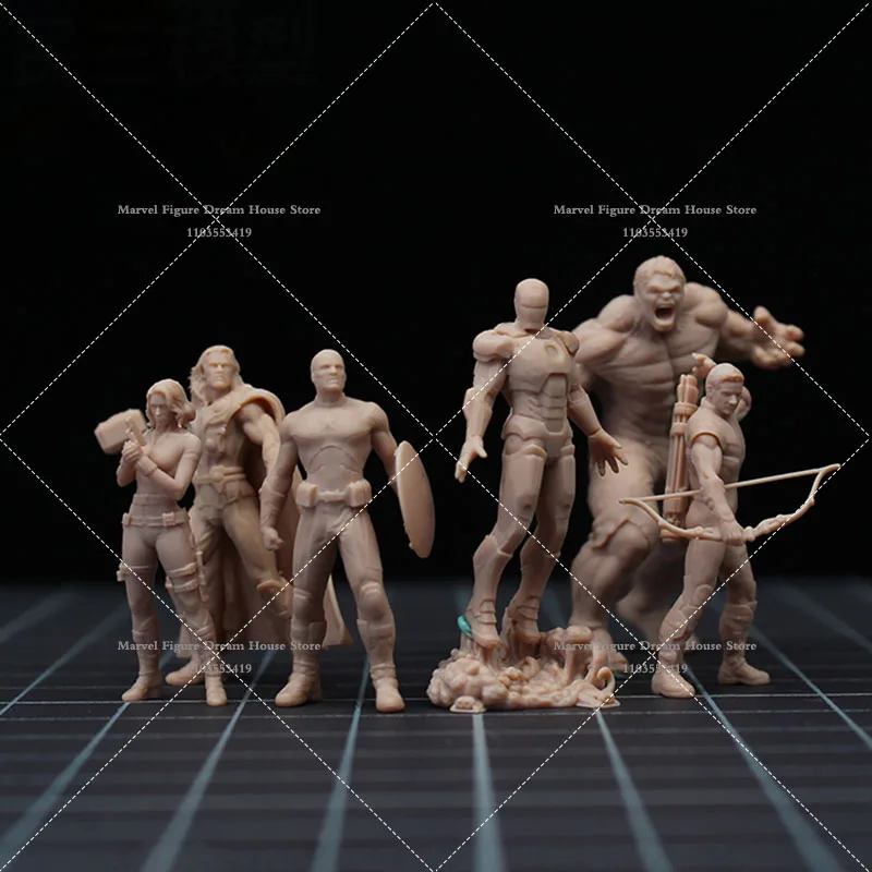 1/64 1/43 Scale Miniature Doll DIY White Mold Un-panited Captain America Black Widow Iron Man Miniature Action Figure Collection