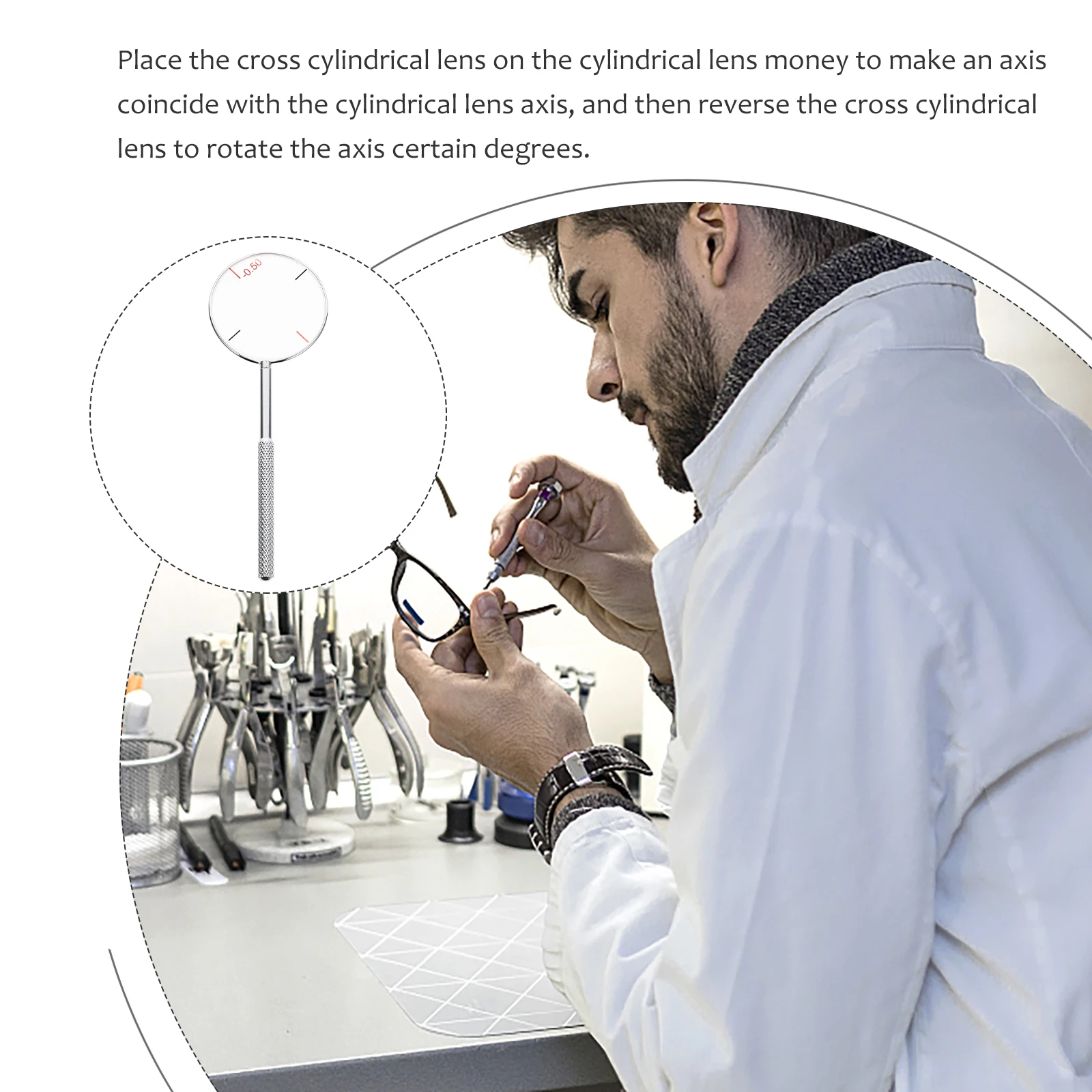 

1Pcs Cross Cylinder Diopters Optical Instruments Durable Handheld Lens Tool for Astigmatism Correction Test Optometry