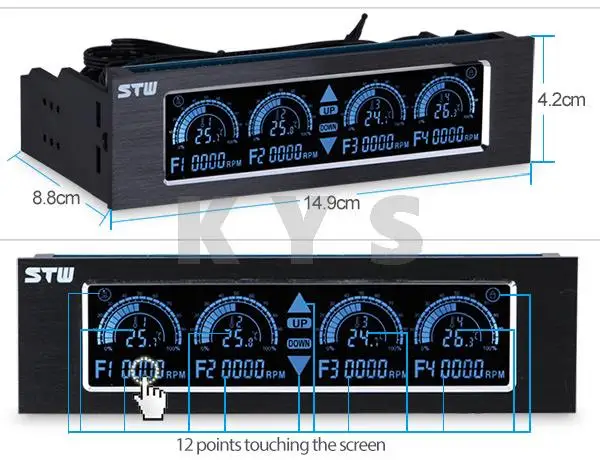 STW our Fan وحدة تحكم سرعة ، مكان السائق ، شاشة LCD تعمل باللمس 4 قنوات