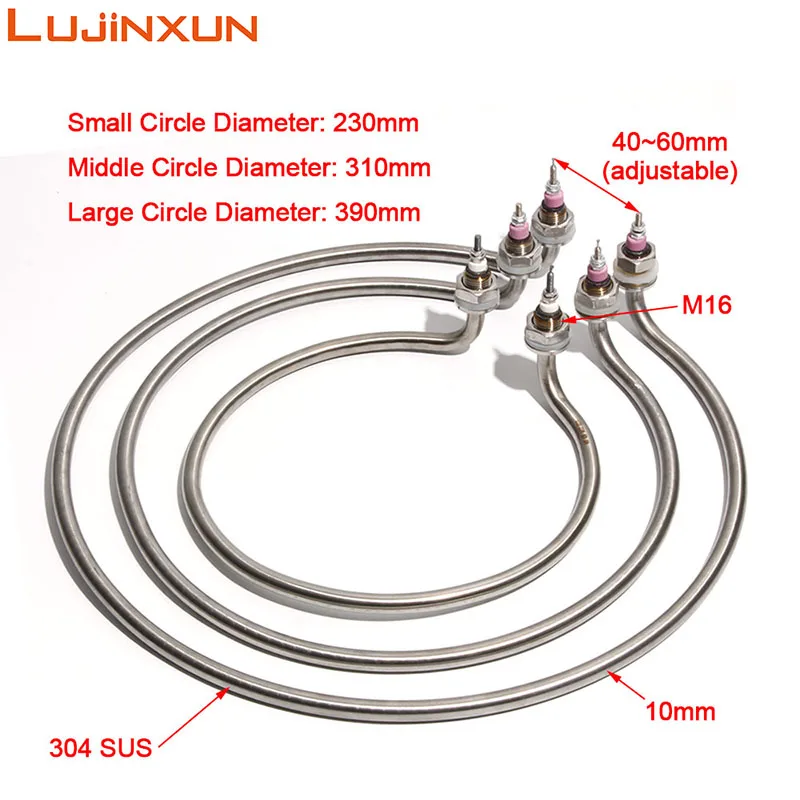 LUJINXUN عنصر التدفئة الكهربائية لفائف سخان قضيب M16 SUS عشرة أنابيب سخان المياه لدلو المعكرونة/المعكرونة في إناء للحساء 1 قطعة