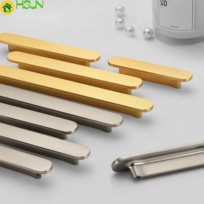 New Chinese wardrobe door handle modern simple drawer handle Nordic lengthened cabinet door handle copper wire drawing
