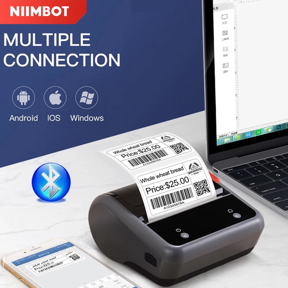 

Niimbot B3S/B31 Беспроводной принтер этикеток 3-дюймовый термобильный бизнес-ювелирный стикер со штрих-кодом для мобильных устройств iOS Android Windows