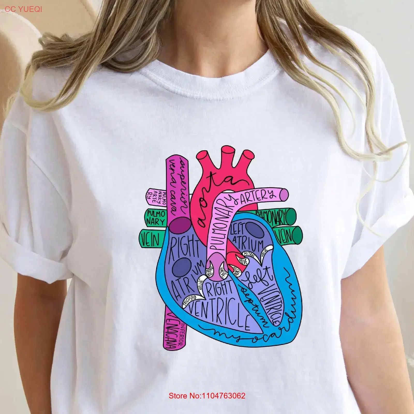 Heart Anatomy T shirt Cardiac Nursing School Medical Student Cardiologist Anatomical vintage Washed streetwear Slightly