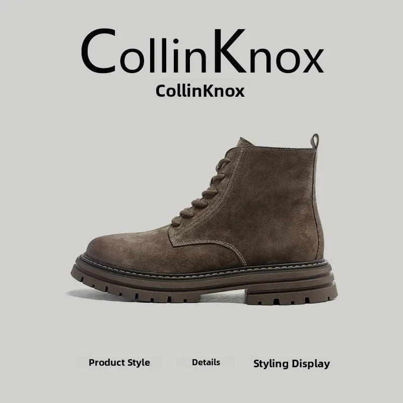 

High-End Genuine Leather CollinKnox2026 Spring New Retro Desert Boots Men's American Style Boots Wear Resistant Rubber...