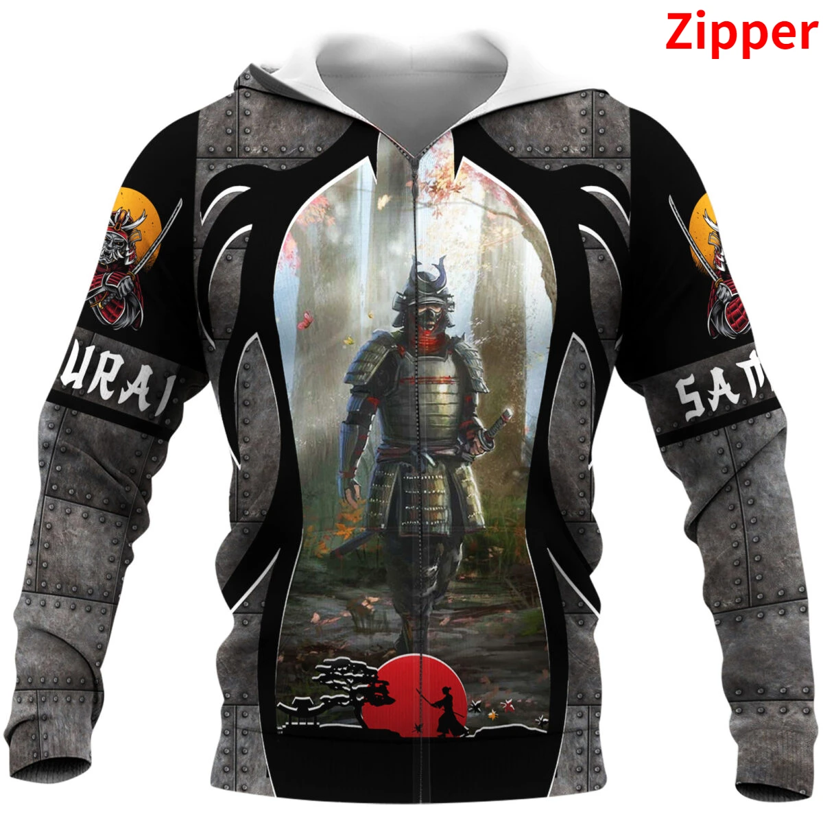 CLOOCL-Sudadera con capucha para hombre, jersey con estampado de gráficos 3D de samurái japonés de Sakura, abrigo con capucha y cremallera Harajuku Unisex