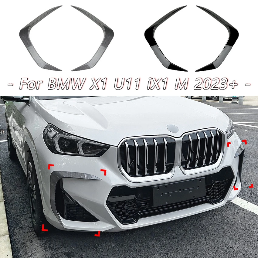 

Car Front Bumper Lip Splitter Side Air Vent Intake Fog Lamp Frame Spoiler For BMW X1 U11 iX1 M Sport 2023 2024(Only for M Sport)