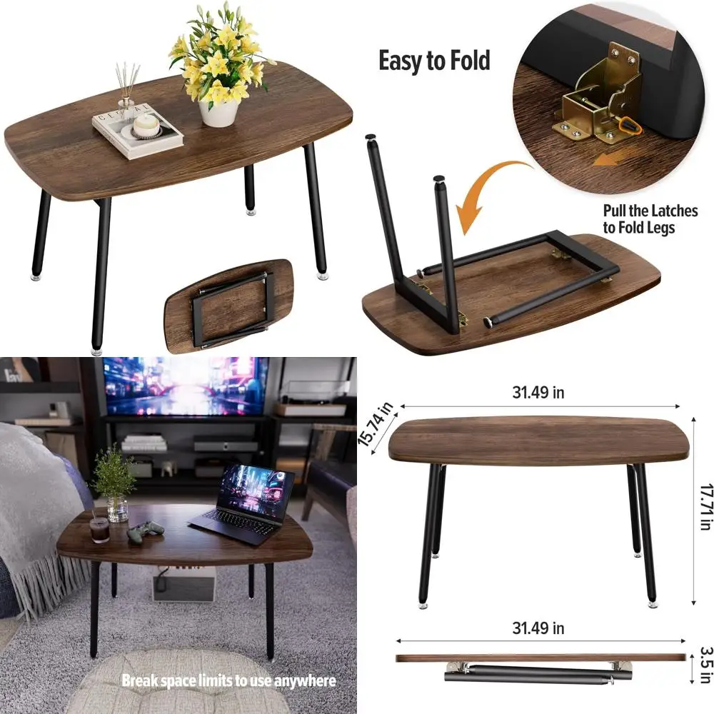 

Rustic Farmhouse Style Coffee Table - Portable Rectangular Small Space Living Room Furniture for Mid-Sized Rooms