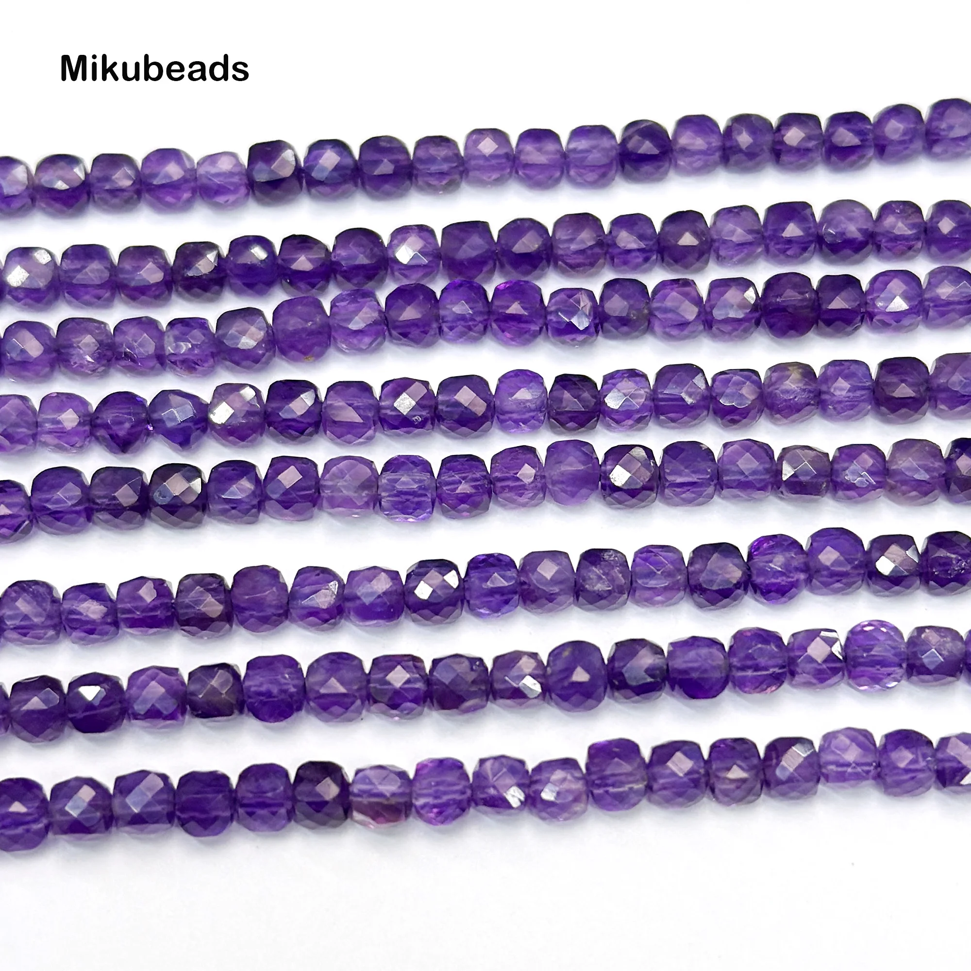 Wholesale Natural A+ Amethyst Purple Crystal 4-5mm Faceted Cube Beads Shinny For Jewelry Making DIY Bracelet Necklace 38cm