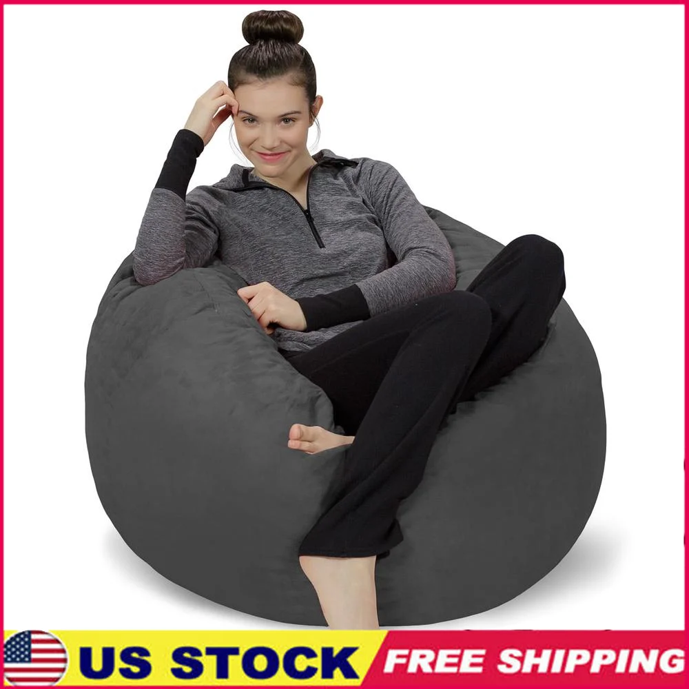 

Memory Foam Bean Bag Chair Lounger Kids Microsuede Cover Comfortable Relaxation Gaming Reading TV Room Basement Dorm