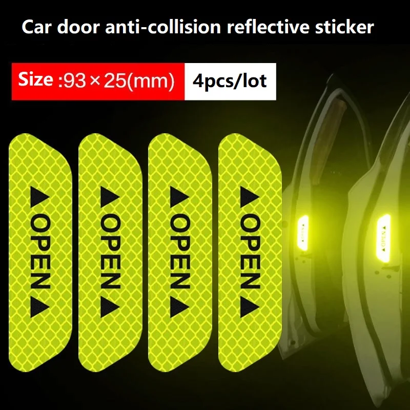 Car Door Reflective Decals, Warning Stickers, Collision Prevention Stickers, Car Door OPEN Reminder Reflective Stickers