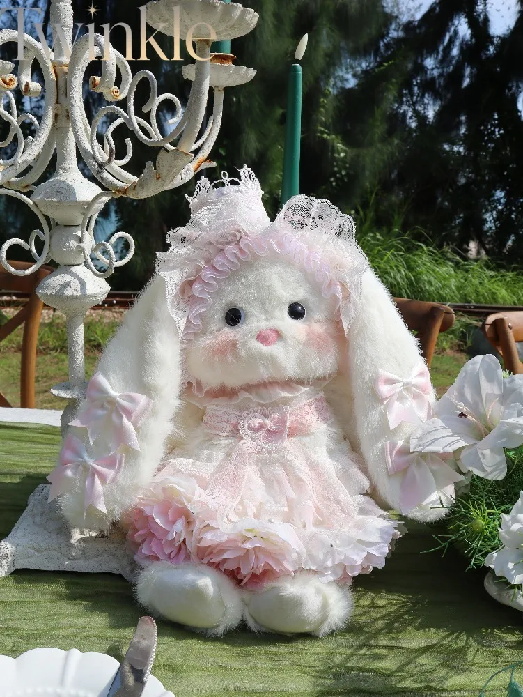 Lolita Plush Bunny Backpack Pink Lace Rabbit Doll Bag Handmade Harajuku Cute Shoulder Bag Gift for Girls