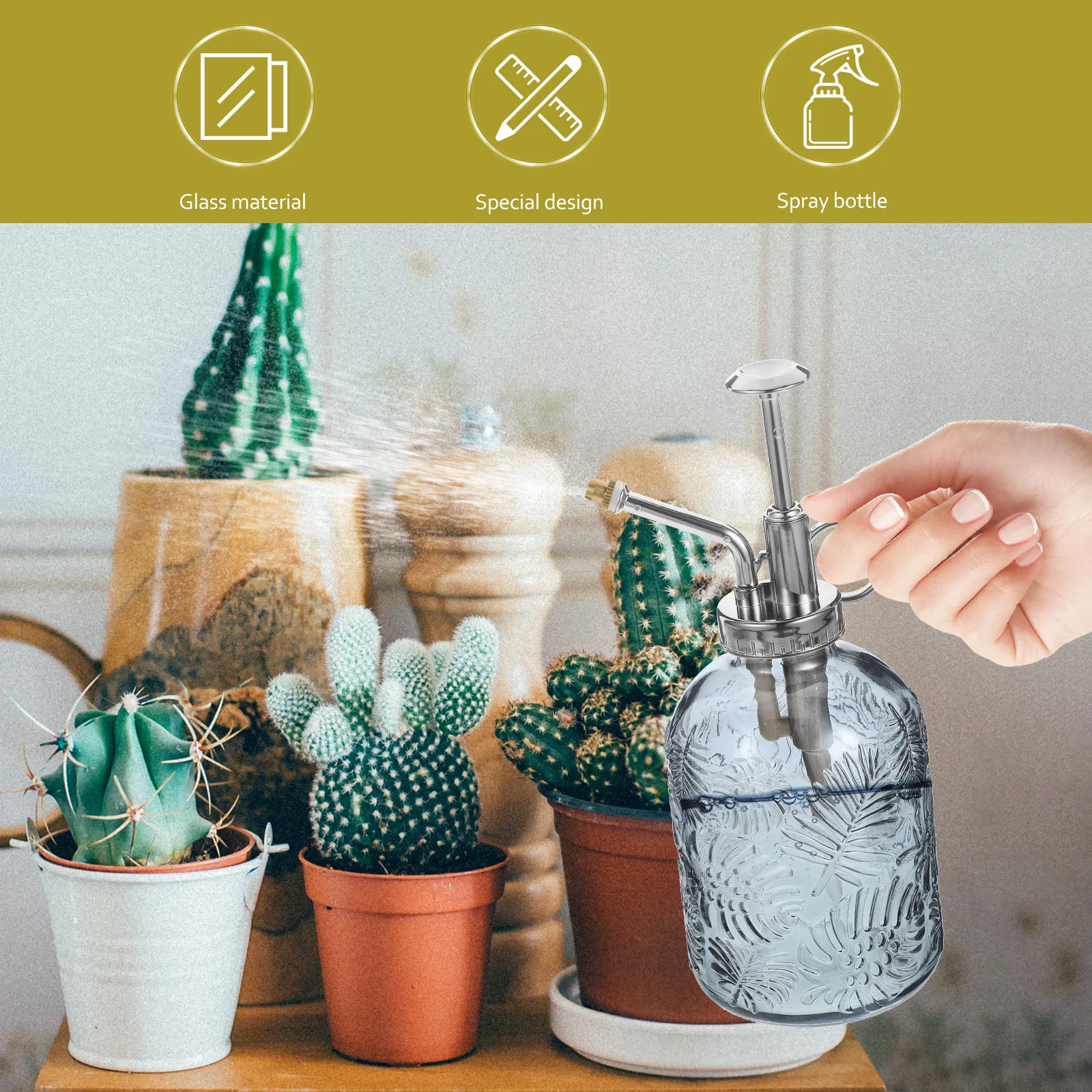 

Transparent Glass Plant Sprayer Bottle Vintage Style Small Watering Can for Flowers Plants Clean Lightweight Portable