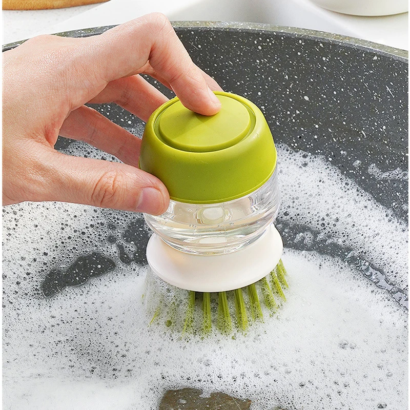 Dish Dish Brush With Soap Dispenser Palm Brush Dish Washing Kitchen Scrub Brushes With Holder Drip Tray - Aliexpress Deal
