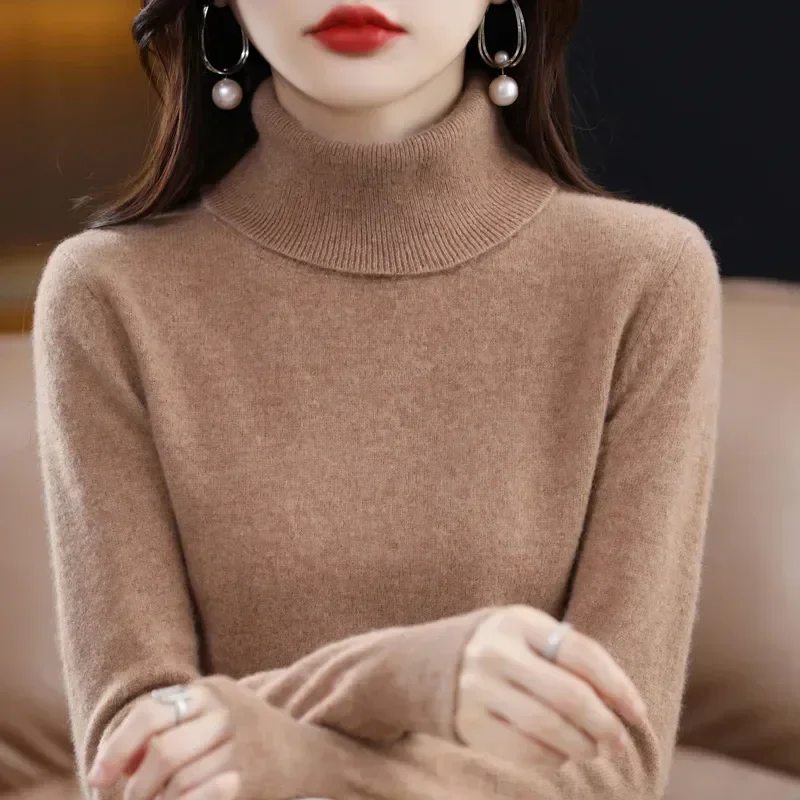 

High-Collared Cashmere Sweater Wool Knit Women's Turtle Neck Pullover High-Quality Winter Warm Jumper S-XXLN110