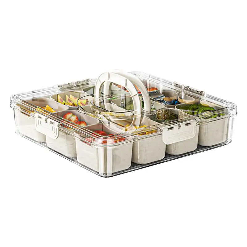 Divided Snack Tray with Lid 12 Grids Divided Serving Tray Fresh-keeping Snack Fruits Food Box Box Food Container for Biscuits