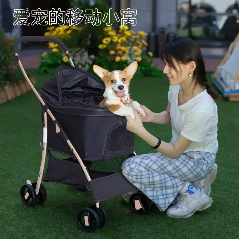 

Outdoor Fashion Pet Trolley Separate Dog Lightweight Folding Stroller Push Stroller