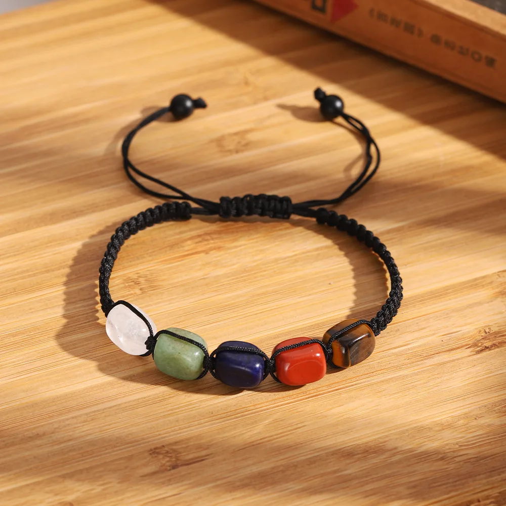 7 Chakra-Armband aus Natursteinperlen für Damen und Herren, handgefertigt, geflochtenes Seil, verstellbar, Wickelarmband, Paar-Modeschmuck, Geschenk – Detail 3