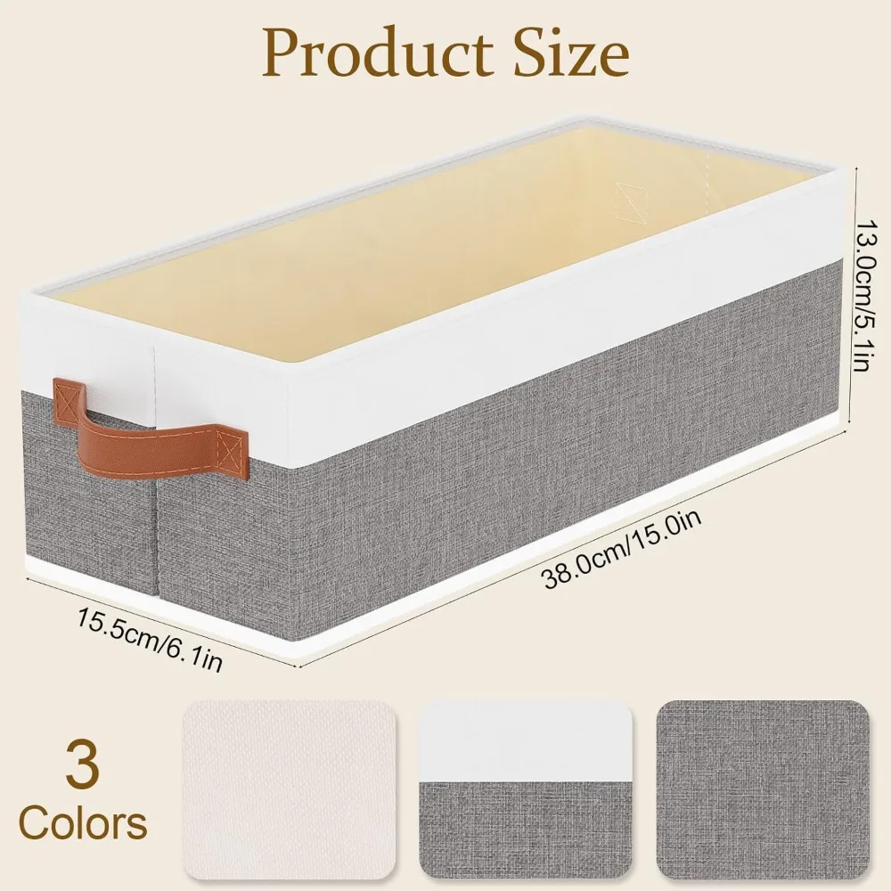5 عبوات من سلال التخزين القابلة للطي، مكعبات تنظيم الأقمشة مع مقابض لمناشف الملابس، أبيض رمادي 15 × 6 × 5 بوصة