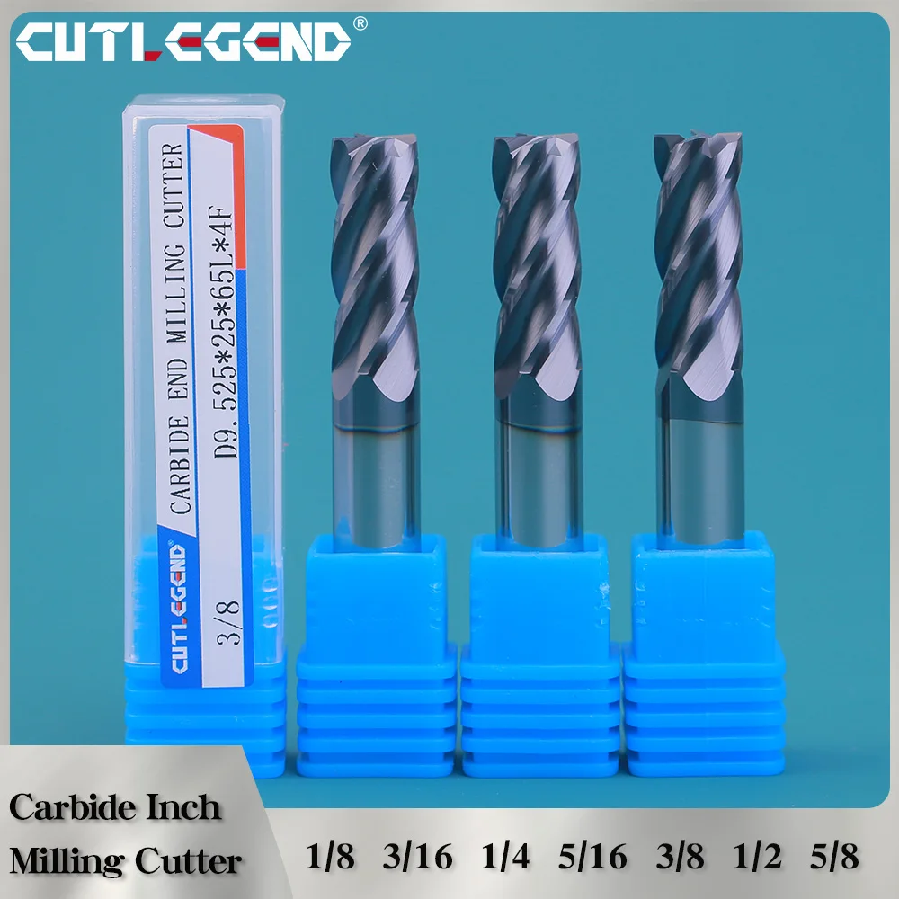 

Carbide Inch Milling Cutter 1/8" 3/16" 1/4" 5/16" 3/8" 1/2" 5/8" CNC End Mill 4 Flute Professional HRC55 3.175 6.35 9.525 12.7MM