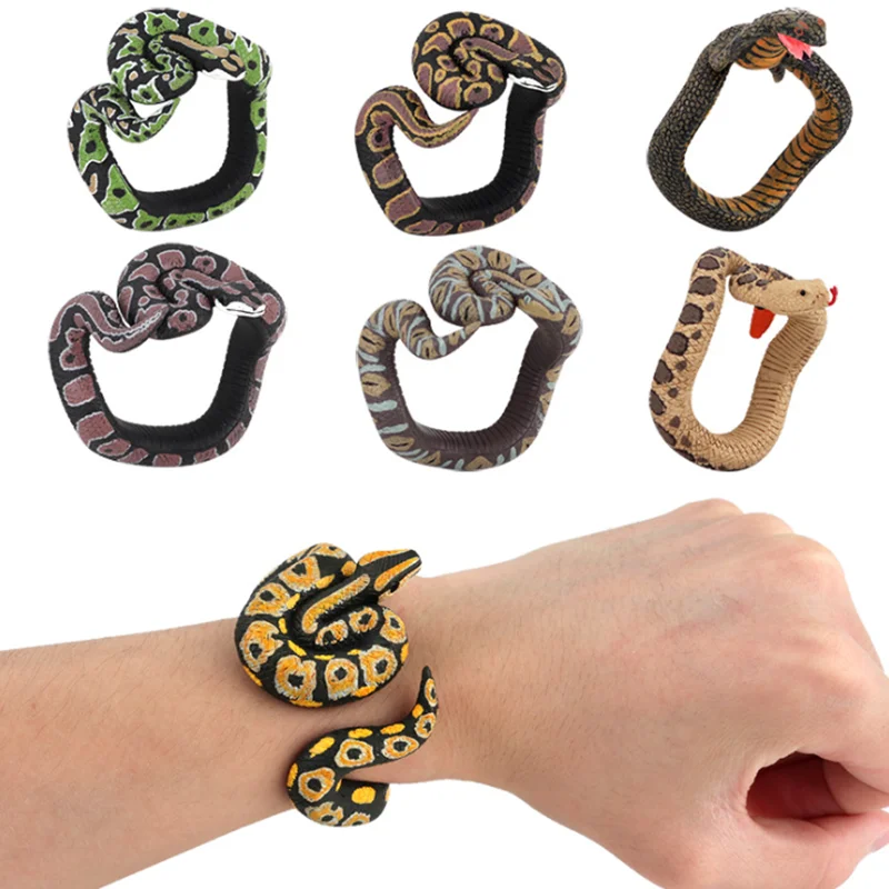 Snake Python Bracelet Simulation Animal Model Figure Plastic Fun Prank Gift for Kids Educational Children\'s Boys Girls Hot Toys