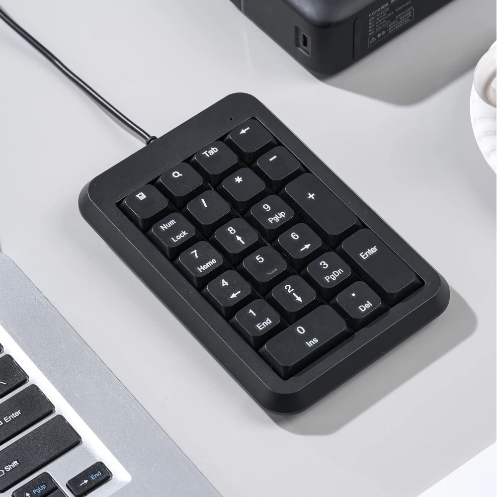 USB Wired Numeric Keypad, 21 Keys Portable Number Pad, ABS Low Profile Keys, Plug and Play Financial Accounting Numpad for PC