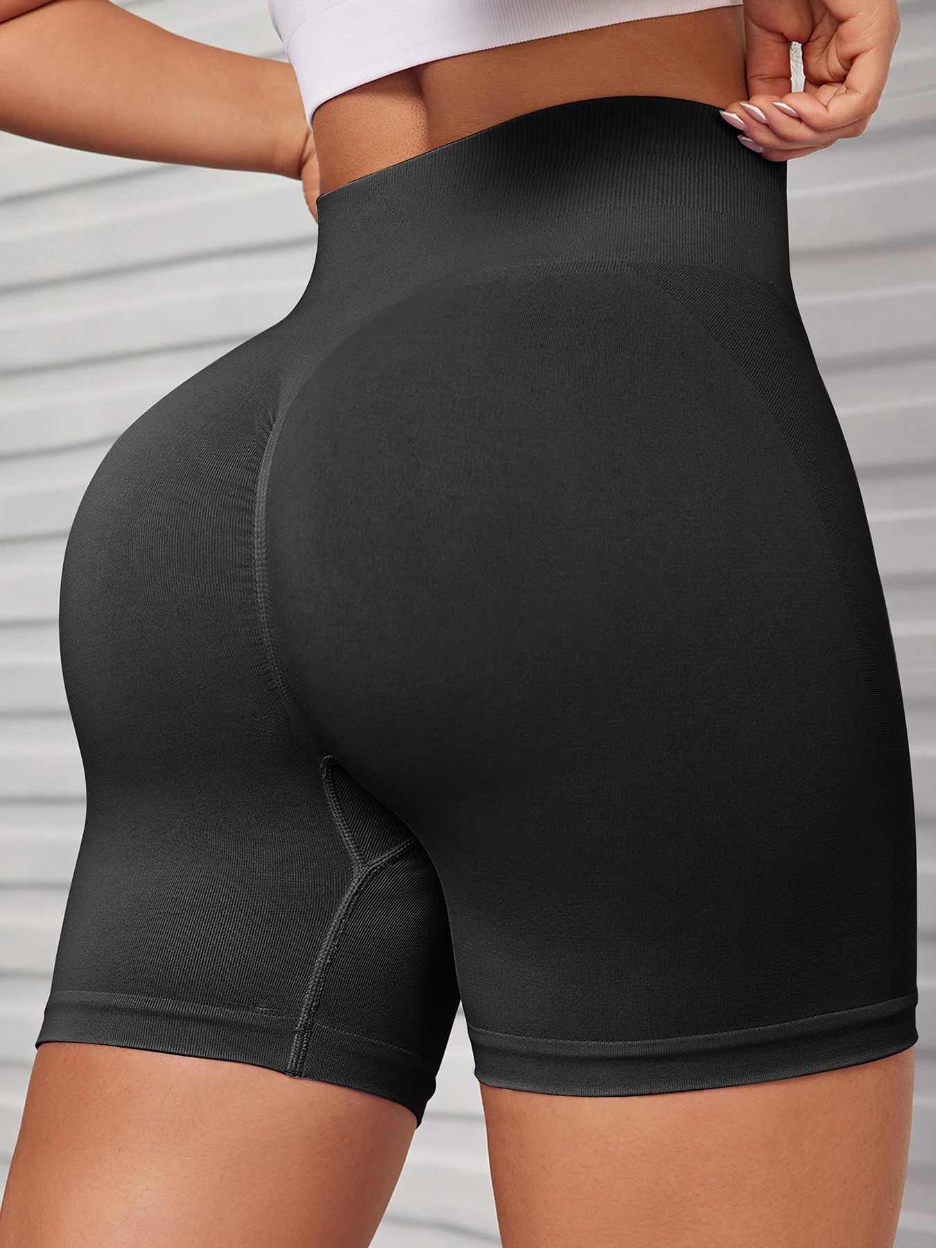 Women Seamless Sports Biker Shorts Women Three Layers Waist Yoga Shorts Push Up Fitness Leggings Tummy Control Yoga Slim Shorts