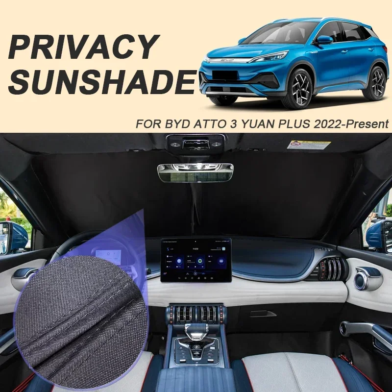 

Car Black Windows Privacy Sunshade Anti-UV Heat Insulation Protect Cover Interior Accessory For BYD ATTO 3 YUAN PLUS 2022-2026