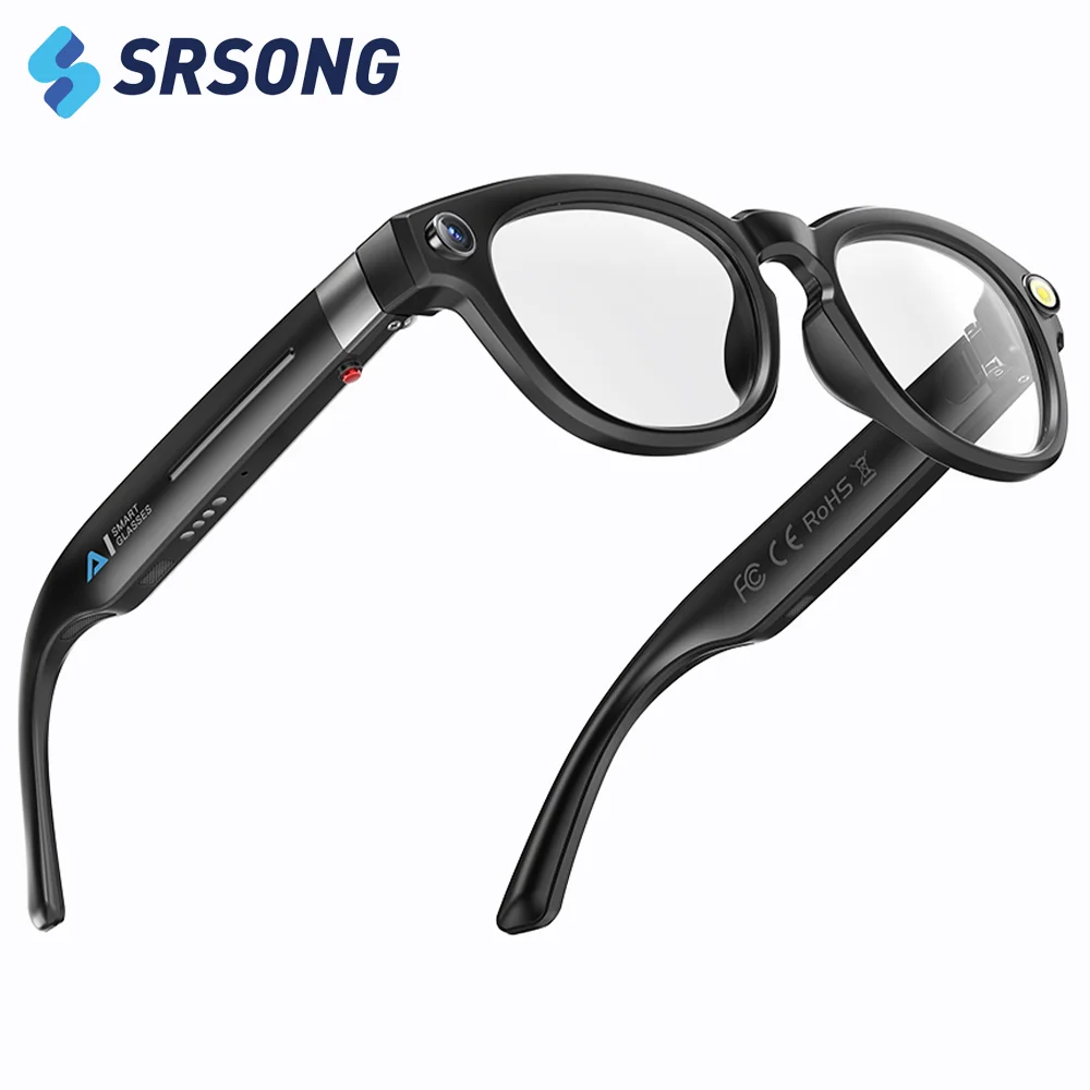 

2025 4K HD Anti-shake Camera Smart Glasses Bluetooth Call Real-time Translation Automatic Color Change AI Glasses Music Control