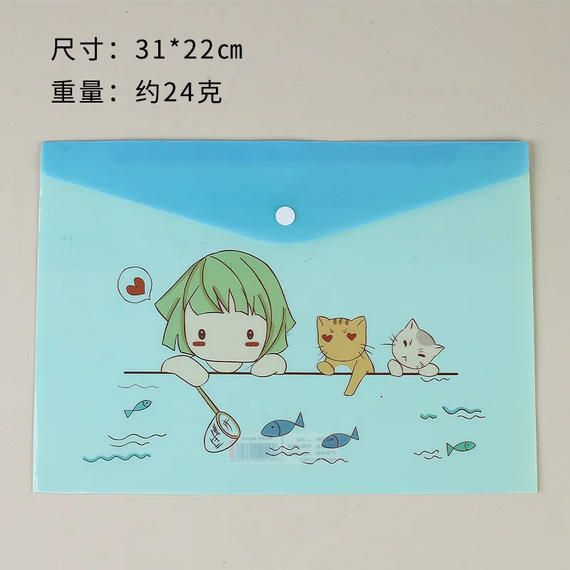 แฟ้มใส่เอกสารลายการ์ตูนสัตว์น่ารัก A4 แบบกระดุมแป๊ก ทำจาก PVC ใช้ใส่ปากกา ใส่เอกสารสำนักงาน 1 ชิ้น