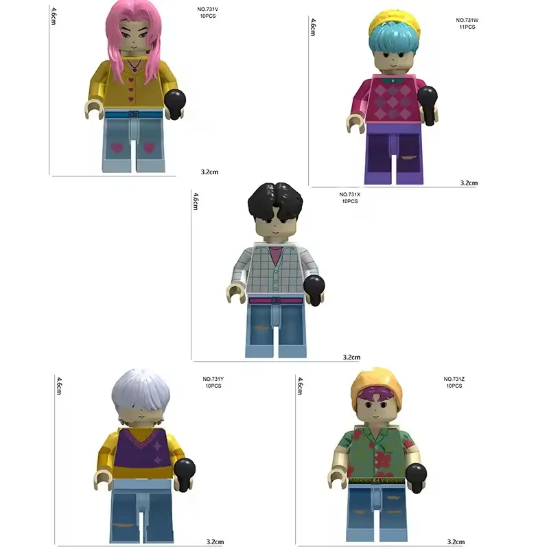 Nouveau 8 pièces K-POP chasseurs de démons blocs de construction mignon Mini figurine tête assemblage jouets éducatifs pour enfants cadeau de noël