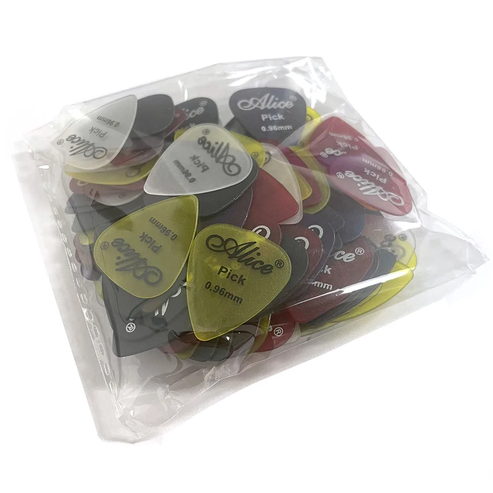 Alice 100pcs Heavy 0.96mm Transparent Matte Guitar Picks Plectrums Polycarbonate Assorted Colors