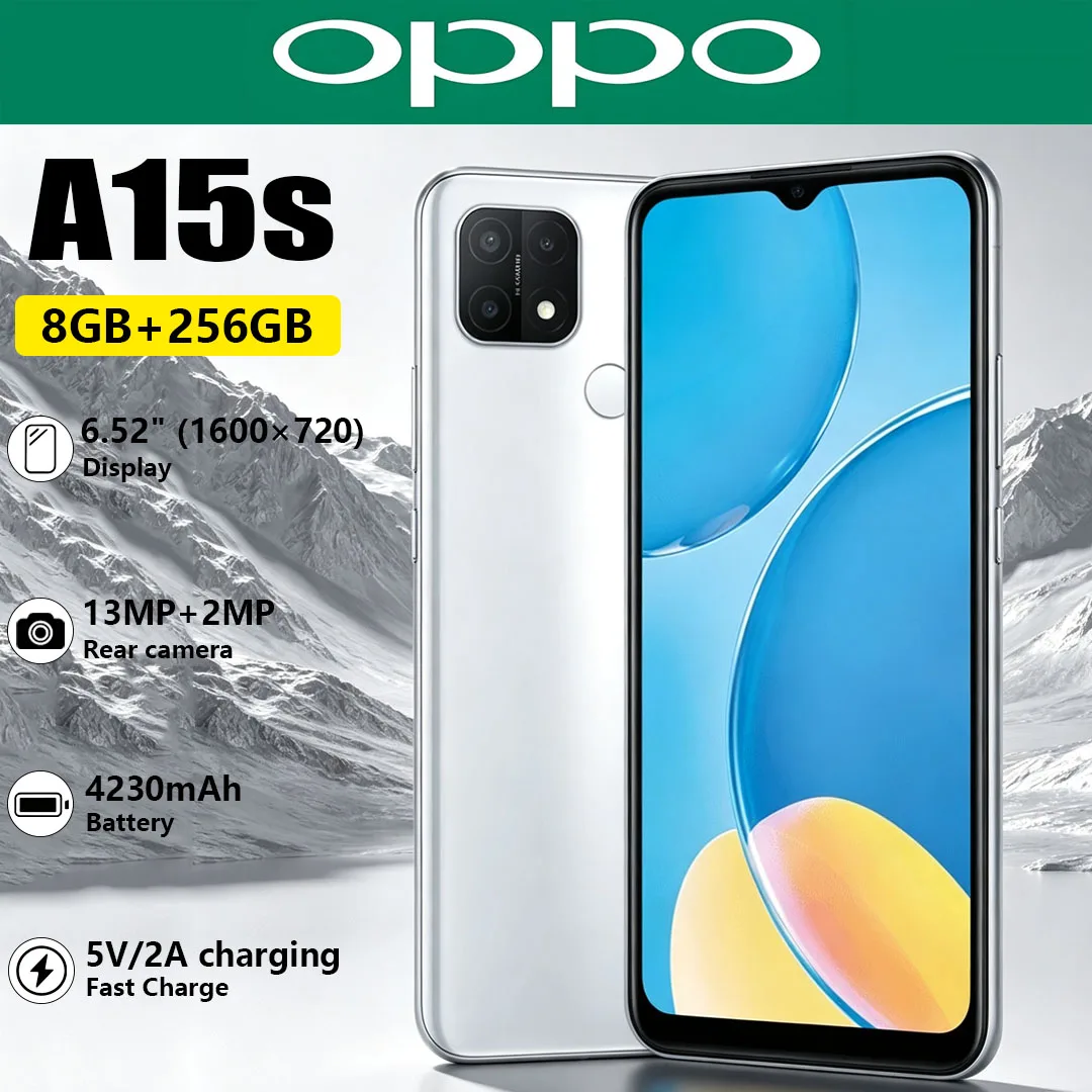 

2026 New OPPO A15s Dual-SIM Unlocked Phone 8GB+256GB 13MP AI Camera Big Battery Budget Android Smartphone for Daily Use
