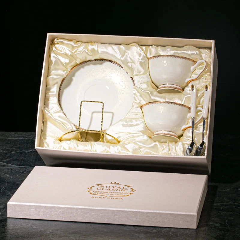 

European bone porcelain relief Phnom Penh coffee cup dish afternoon tea set ceramic cup gift box set coffee cup gift box