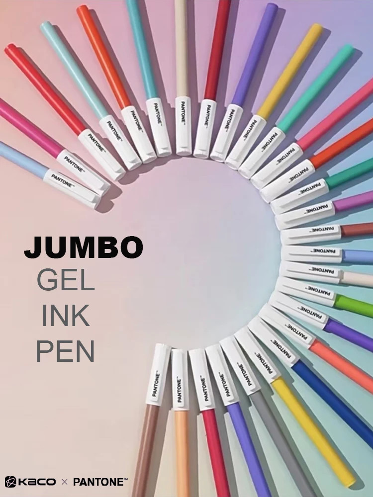 KACO Gel Pen Pantone Co-branded JUMBO Writing Length Approx. 1600M High Capacity Rollball Pens Thick Black Ink Lovely Stationery