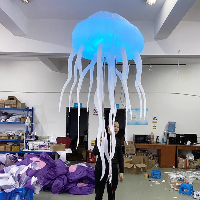 Outdoor Parade Lighting Inflatable Jellyfish Balloon Sea Animal Puppet for Stage Performance