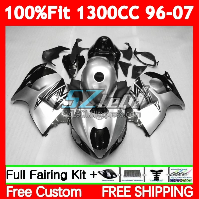 Hayabusa For SUZUKI GSXR1300 87No.183 GSXR 1300 CC 1996 1997 1998 1999 00 Blk silver 2001 2002 2003 2004 2005 2006 2007 Fairing