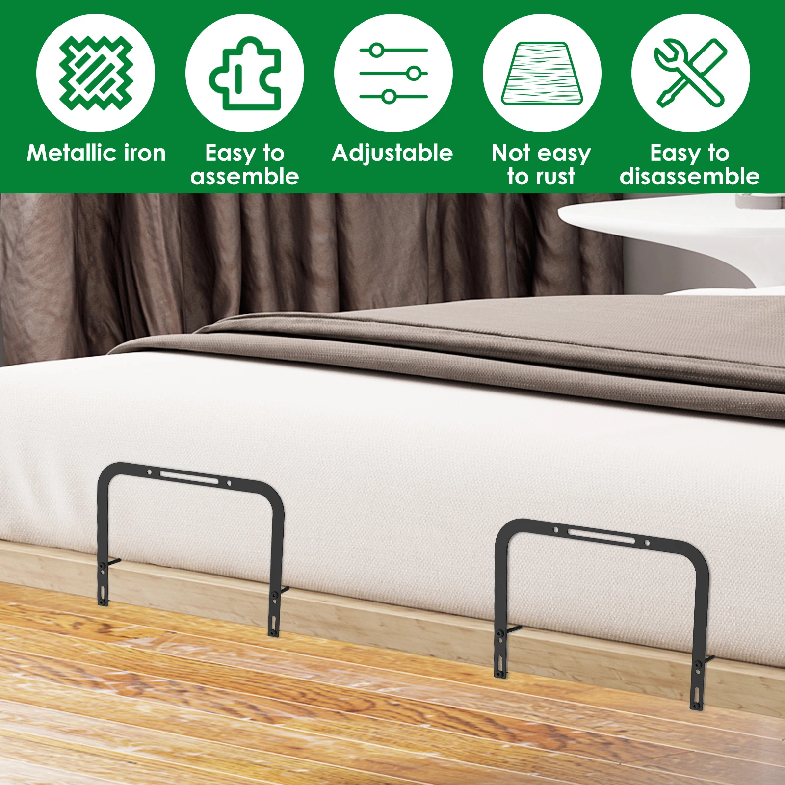 2Pcs Nonslip Mattress Slide Stopper Metal Mattress Gaskets Adjustable Mattress Retainer Bar Furniture Accessories for Bedroom