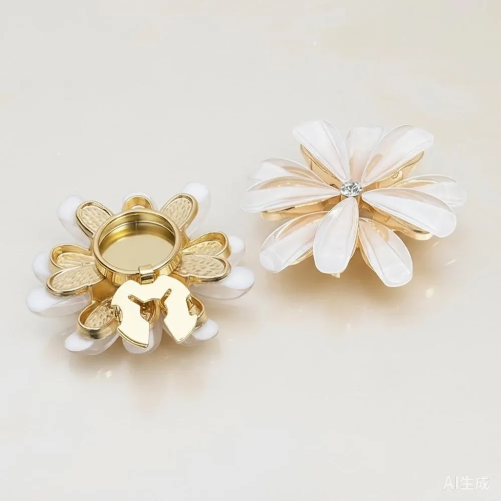 1PCS Elegant Amazon Button Cover Flower Petal Rhinestone Turtle Clip-On Cufflinks Dazzling Design Upgrade Your Formal