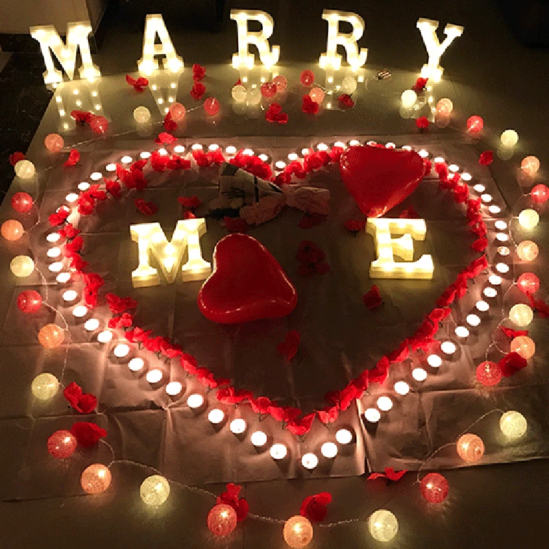 Luminous LED Letter Night Light Creative 26 English Alphabet Battery Lamp Romantic Wedding Party Decoration Christmas Gift 16cm