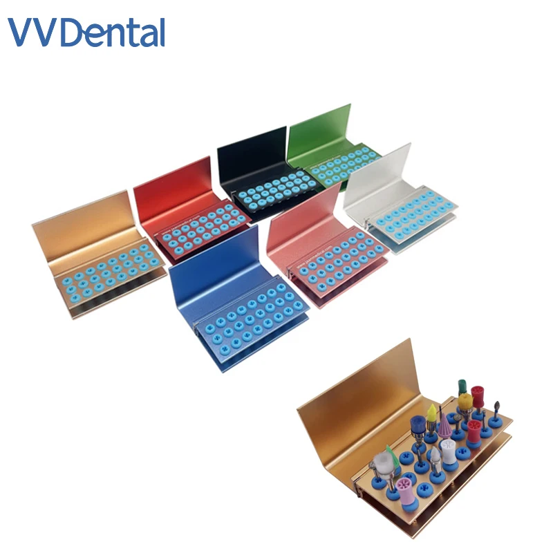 

VVDental 24 Holes Dental Bur Holder With Autoclave Sterilizer Case For High/Low Speed Endo File Dentistry Disinfection Box Denti