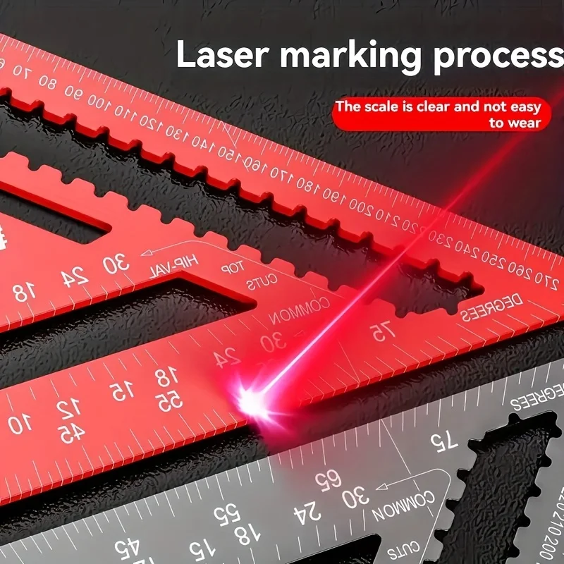 7/12 Inch Precision Aluminum Woodworking Angle Ruler with Serrated Edges, Suitable for Precision Measurement