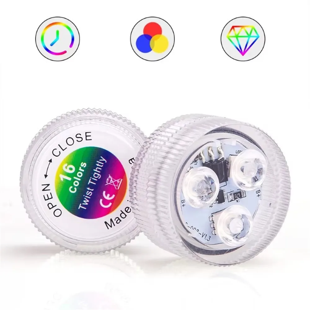 Lampu LED Mini 3 LED tahan air RGB, lampu LED Multi warna, lampu bawah air, lampu malam, mangkuk vas, lampu pesta, pernikahan, lampu teh Natal