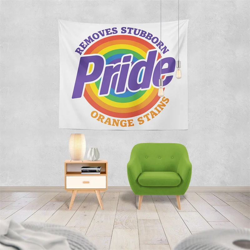 Gaslight Gatekeep Girlboss Pride Removes Stubborn Orange Stains Tapestry Wall Hanging Art for Bedroom Living Room Decor