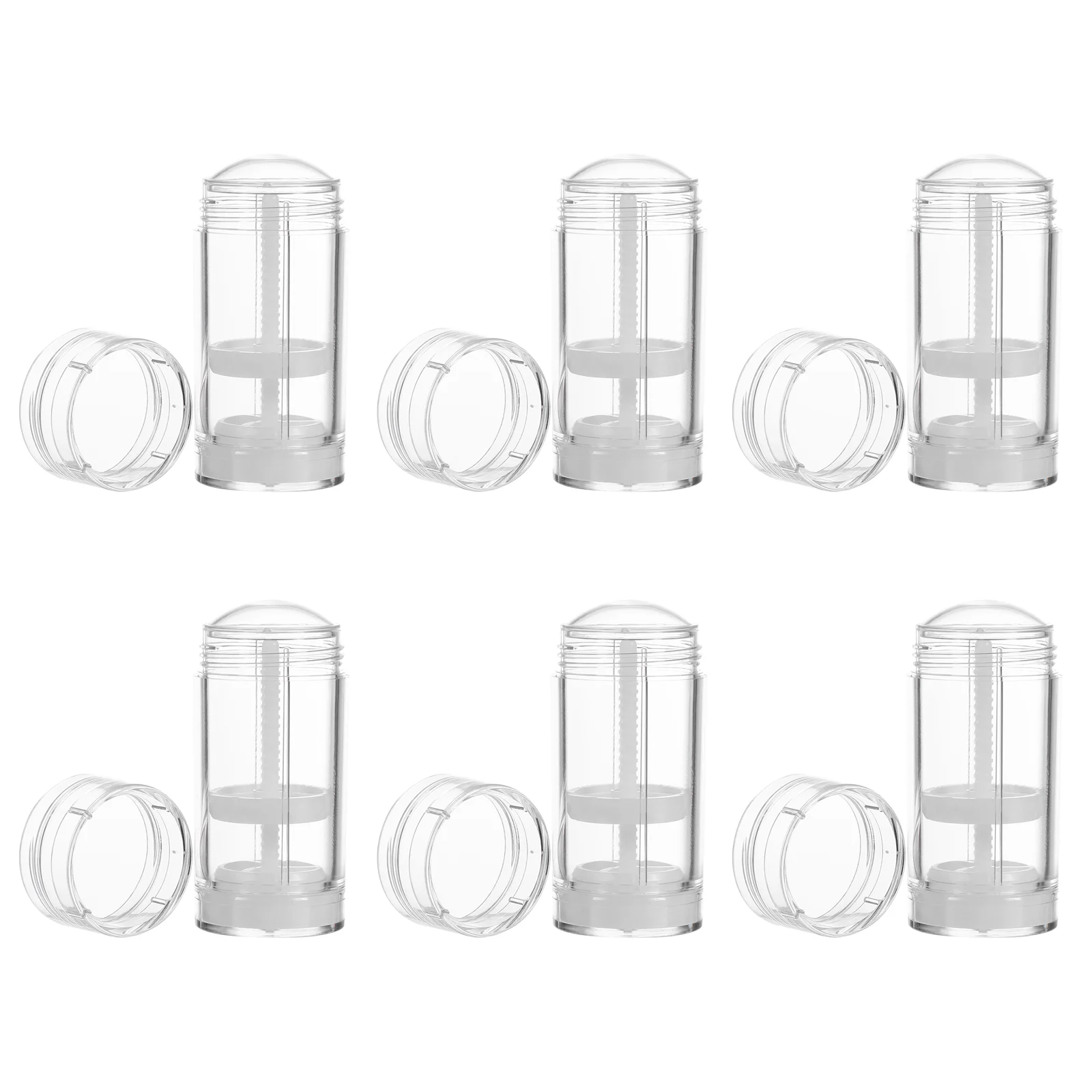 6 Pcs Deodorant Rotating Bottle Storage Holder Container Empty Tube Plastic Round