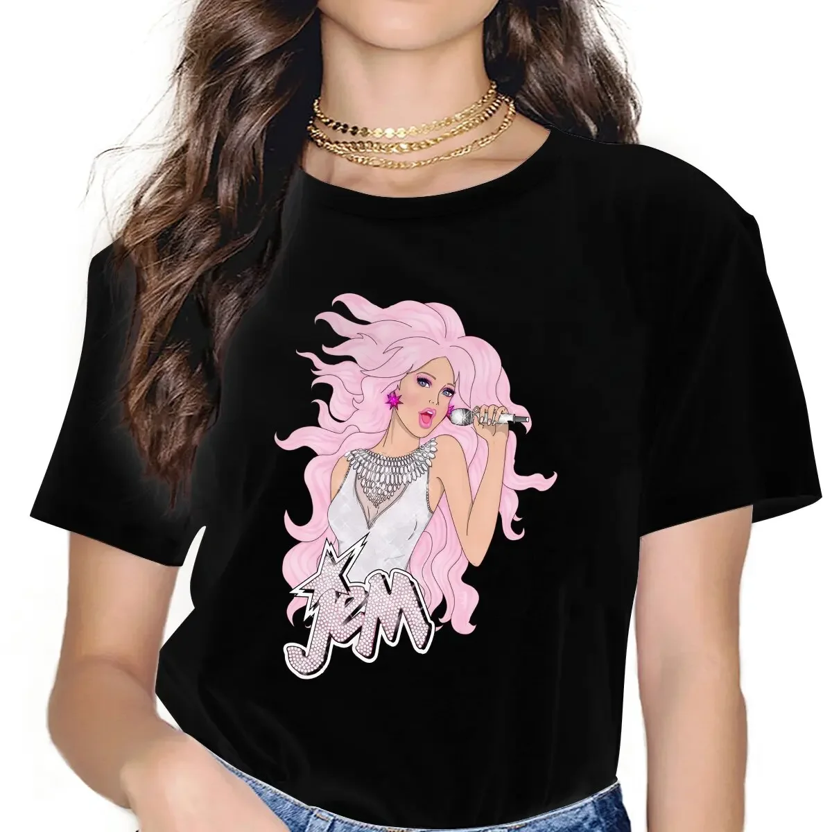 Dazzling Diamonds Jem And The Holograms Women T Shirt Alternative Unisex Polyester O-Neck TShirt Harajuku