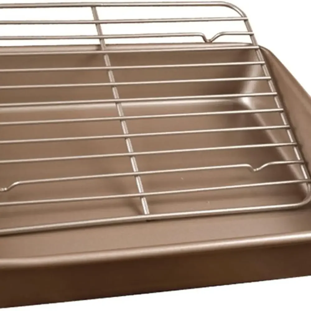 

13 Inch Carbon Steel Nonstick Baking Sheet with Removable Cooling Rack for Grilling and Baking